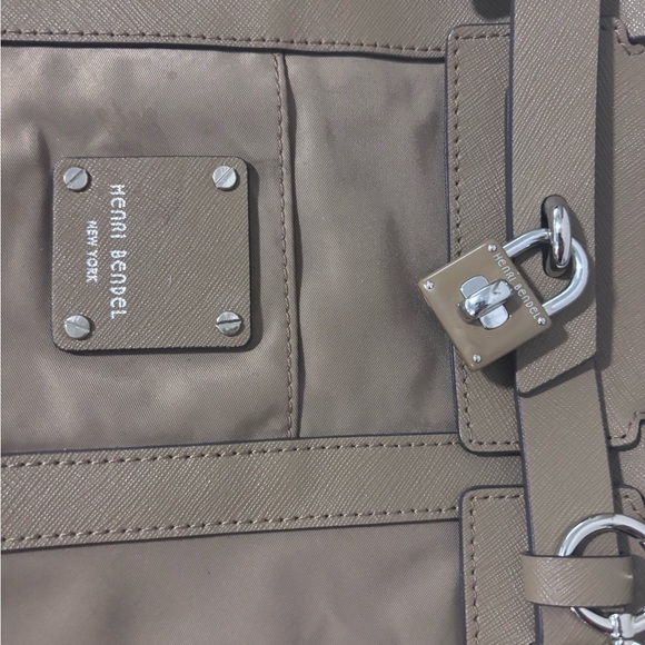 Henri Bendel mini Jetsetter convertible backpack tan beige nylon with tassell main image 6